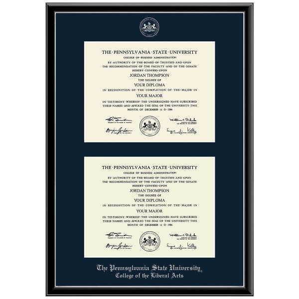 #102 College of the Liberal Arts double diploma frame Onexa Silver (Black)